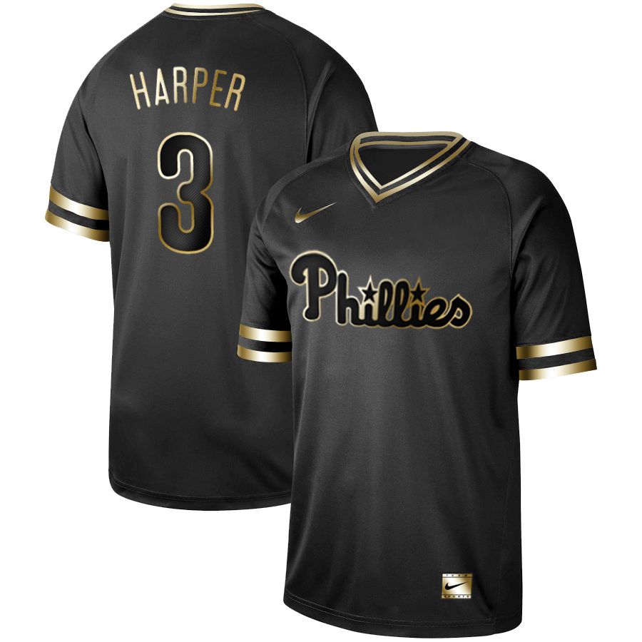 Men Philadelphia Phillies #3 Harper Nike Black Gold MLB Jerseys->philadelphia phillies->MLB Jersey